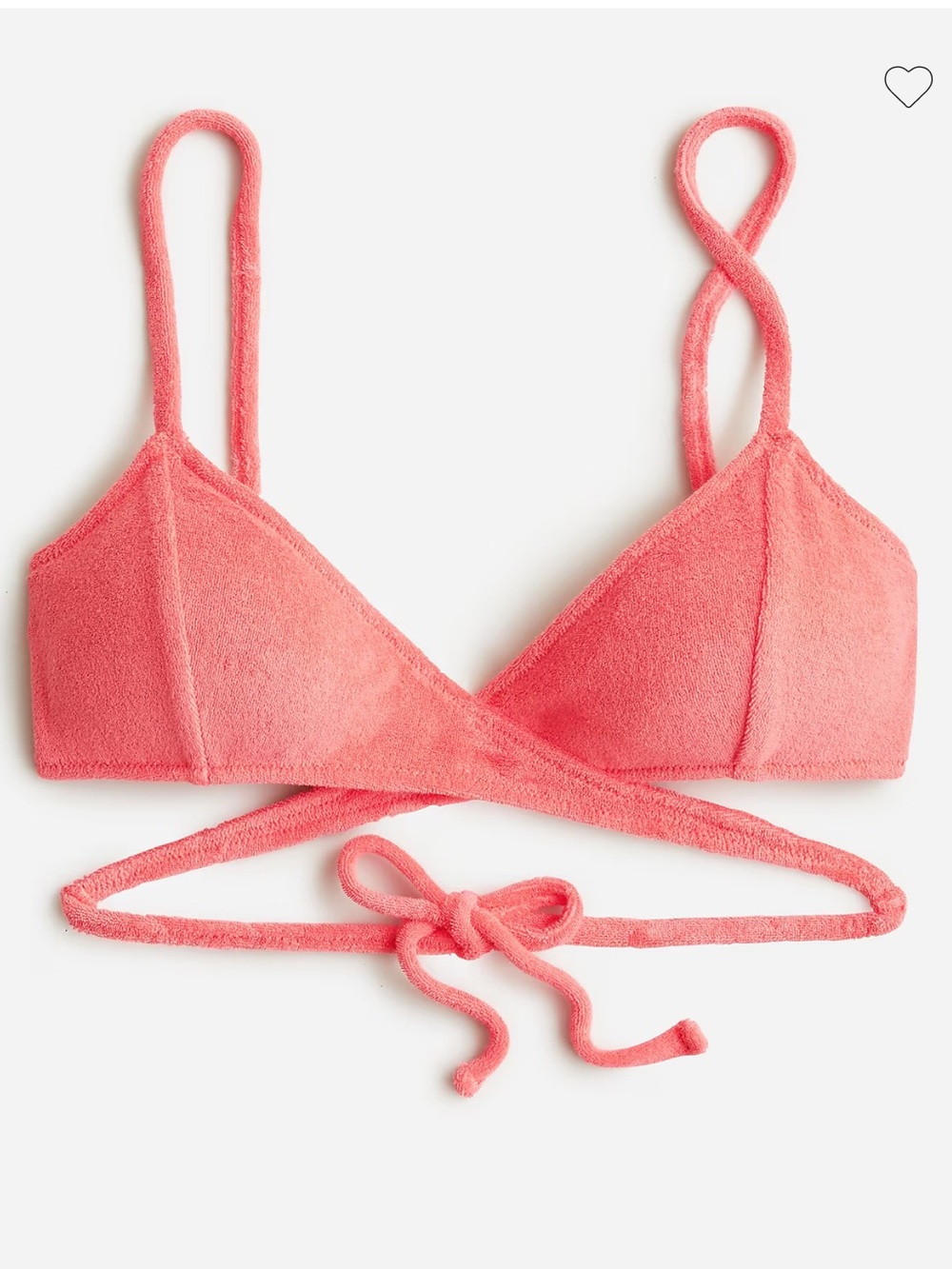 NWT j Crew Double-string triangle bikini top in terry Coral
